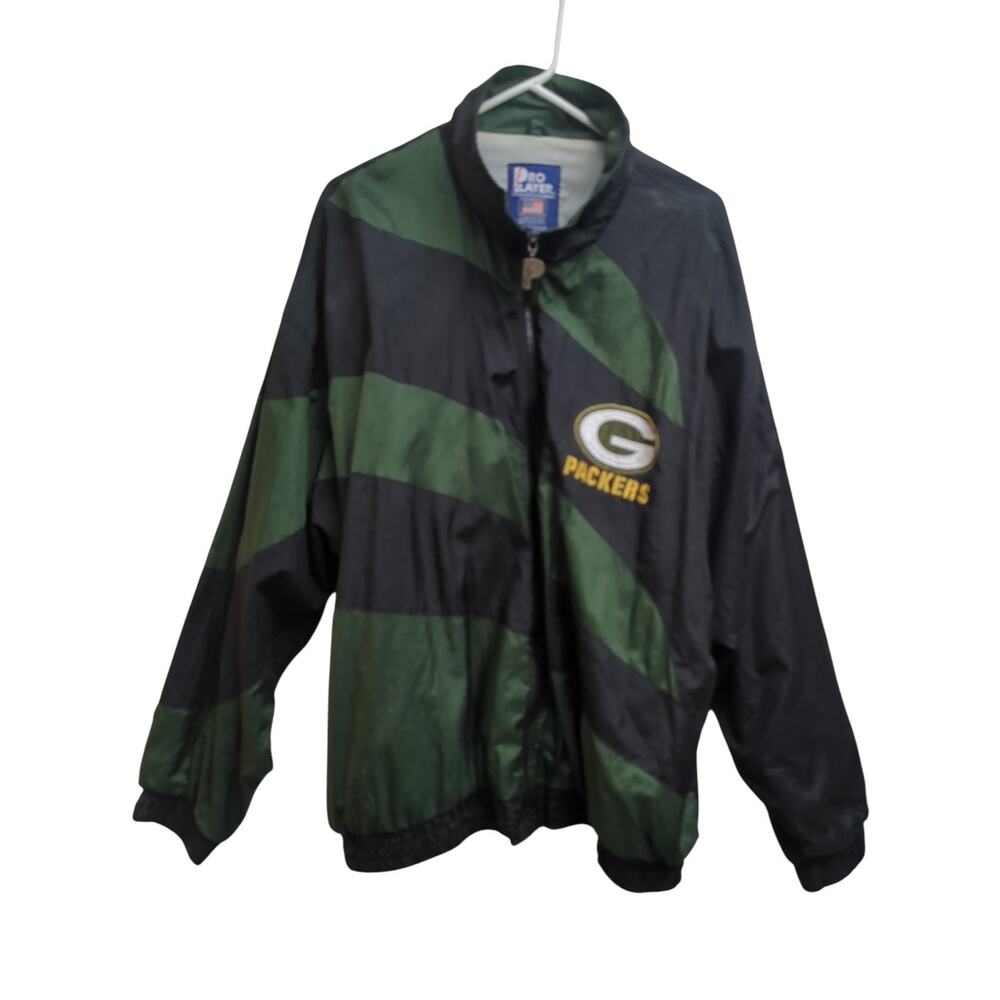 90's Vintage Green Bay Packers Pro Player Windbreaker Women’s XL NFL Black Green